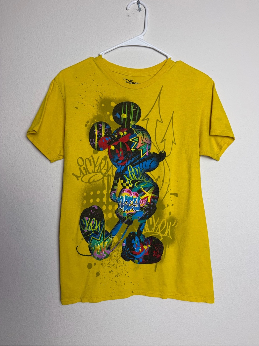 Disney Graffiti Mickey yellow t shirt small